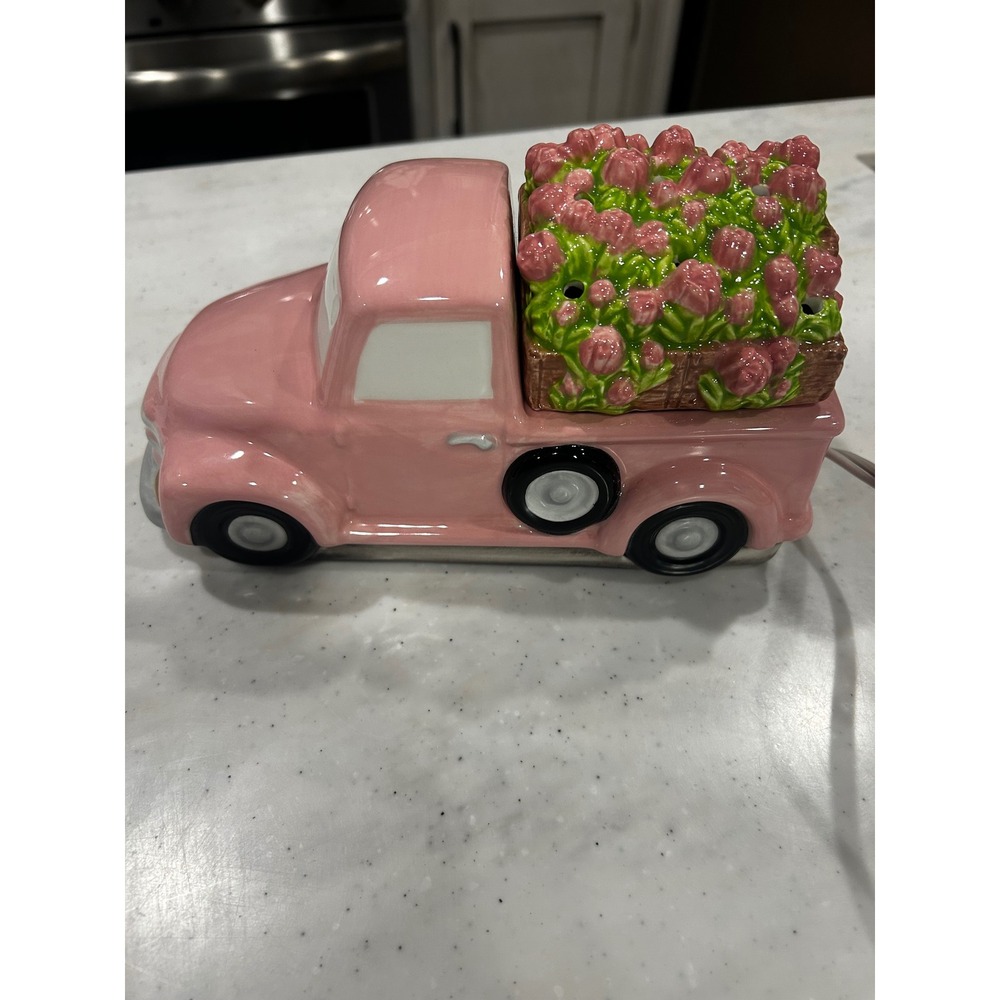 Scentsy Retro Pink Truck with Flower Delivery Lid Warmer *NO BOX*